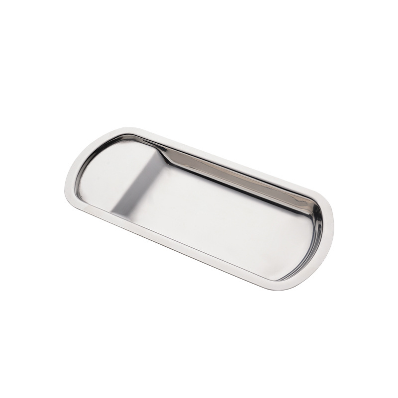 Stainless steel fan-shaped square shelves, restaurant and hotel hot pot fish-shaped spoon trays, buffet plates, food tongs and shelves Application Scenario