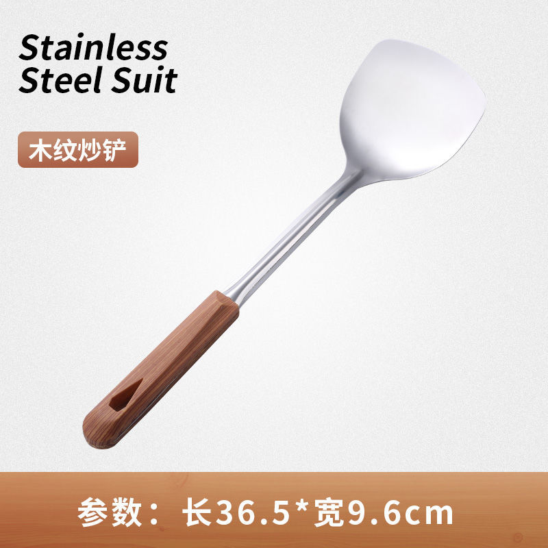 A complete set of anti-scald kitchen spatulas, household stainless steel 5-piece set, spatulas, cooking spoons and spatulas, daily necessities and kitchen tools Application Scenario