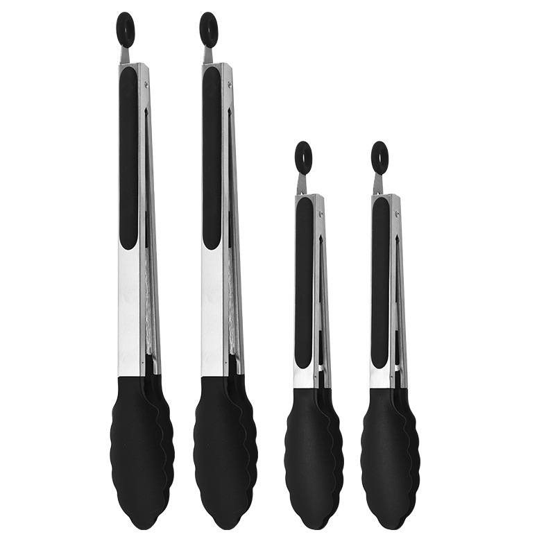 Wholesale of 9-inch and 12-inch nylon food tongs, stainless steel silicone food tongs, cake and bread tongs, steak and barbecue tongs Application Scenario
