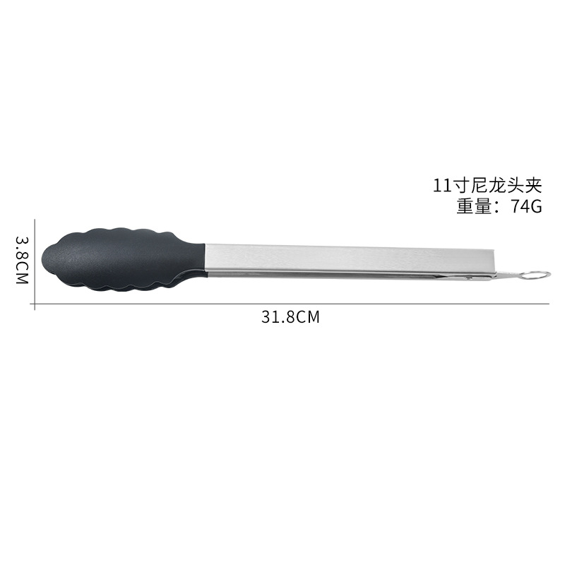 11-inch food tongs, household nylon food tongs, baking BBQ barbecue tongs, buffet steak tongs, 12-inch bread tongs details Picture