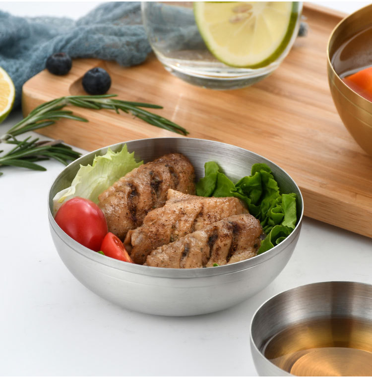 304 stainless steel Korean kimchi bowl, single-layer barbecue restaurant golden cold noodle bowl, sauce bowl, Korean tableware cooking bowl pic 14