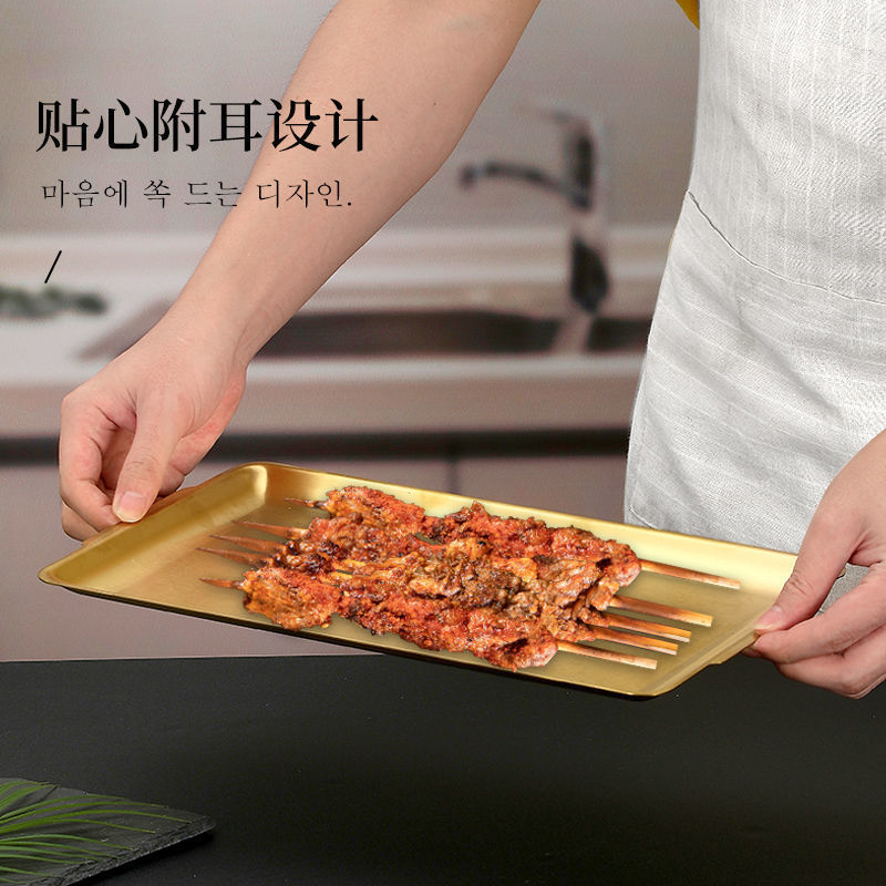 304 thickened stainless steel rectangular plate, sushi plate, frosted flat plate, tray storage plate, Korean barbecue plate Specification image