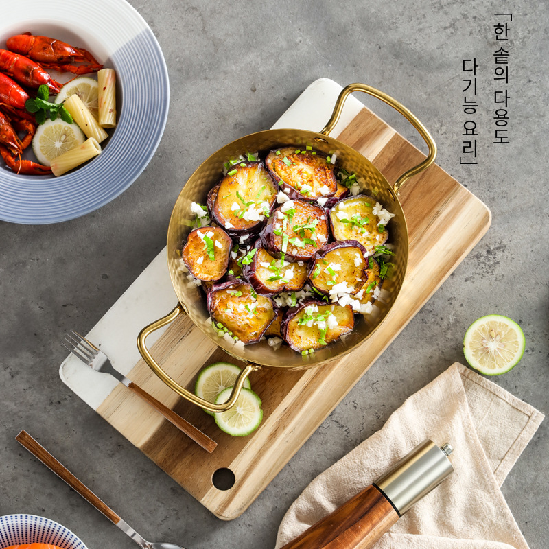 Cross-border Korean-style thickened stainless steel ramen pot, double-ear instant noodle pot, soup pot, small hot pot, stainless steel creative pot details Picture