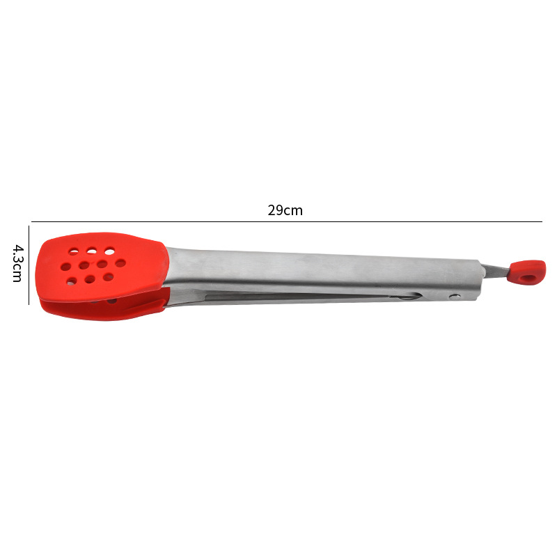 Stainless steel silicone steak tongs, thickened food tongs, multi-purpose baking and barbecue tongs, kitchen and household bread tongs Specification image