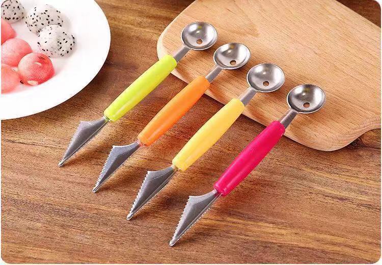 Stainless steel watermelon ball scorer, fruit ball scorer, double-head kitchen watermelon cutting, carved knife, platter scoop, a magic tool pic 13