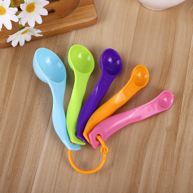 5-piece set of color measuring spoons for kitchen baking tools, 5-piece set of measuring spoons with scales and seasoning measuring spoons pic 5