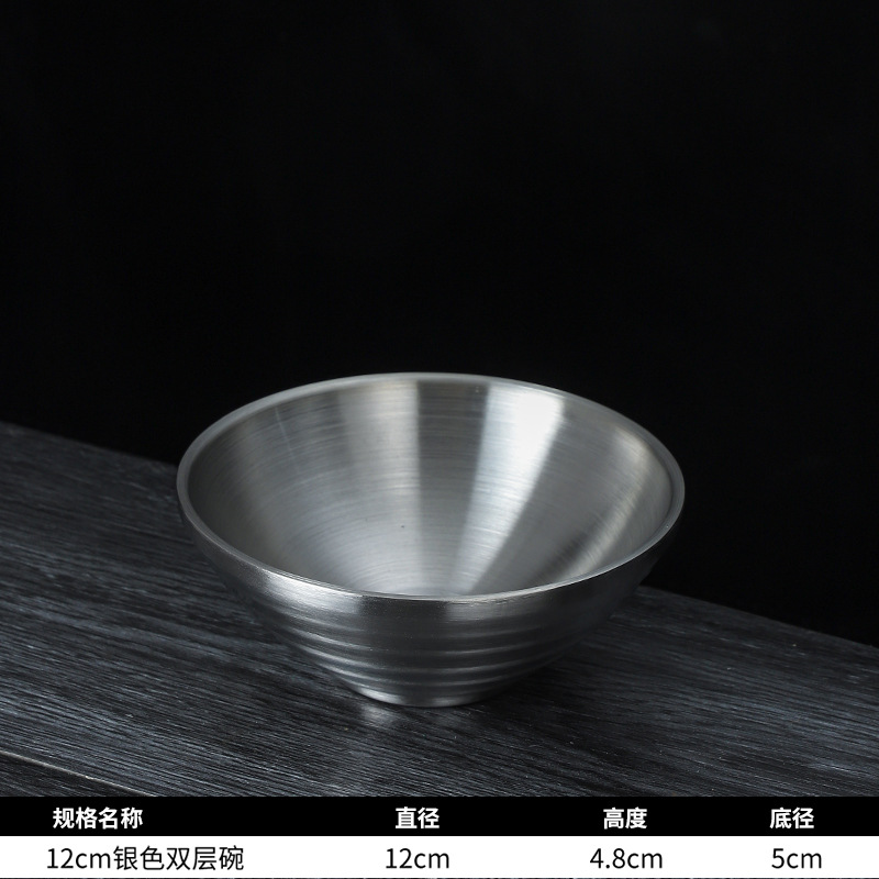 304 stainless steel Korean-style cold noodle bowl, mixed rice bowl, soup bowl, salad bowl, instant noodle golden large bowl, rice bowl, mixed noodle and bamboo hat bowl Item Picture