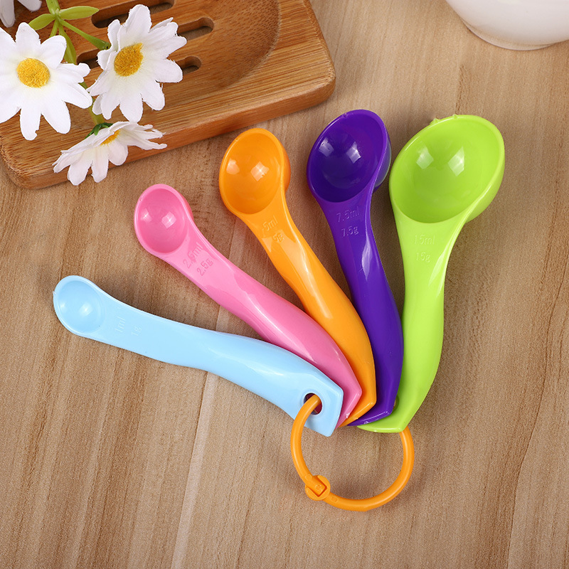 5-piece set of color measuring spoons for kitchen baking tools, 5-piece set of measuring spoons with scales and seasoning measuring spoons Item Picture
