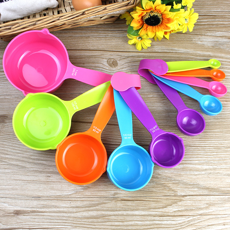Wholesale colored thickened measuring spoons and cups set with graduated spoons, weighing gram spoons, plastic spoons set for kitchen baking pic 2