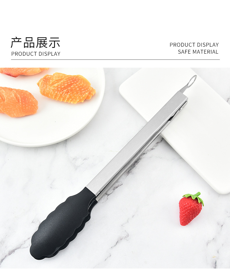 11-inch food tongs, household nylon food tongs, baking BBQ barbecue tongs, buffet steak tongs, 12-inch bread tongs pic 10