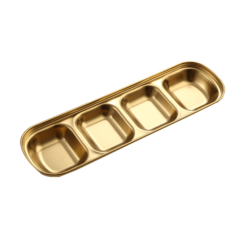 304 stainless steel flavor dish, golden dipping sauce dish, restaurant hot pot seasoning, Korean dish, sauce dish, barbecue tableware with multiple compartments Application Scenario