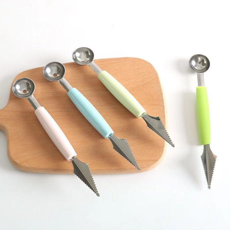 Stainless steel watermelon ball scorer, fruit ball scorer, double-head kitchen watermelon cutting, carved knife, platter scoop, a magic tool details Picture