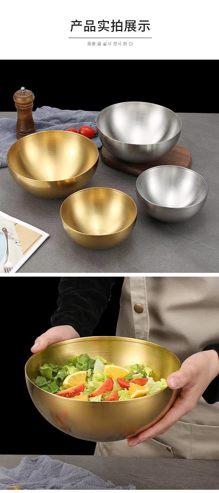 Stainless steel cold noodle bowl, cold mixing bowl, large bowl, household large fruit salad bowl, Korean tableware, rice and vegetable mixing bowl, soup bowl pic 2