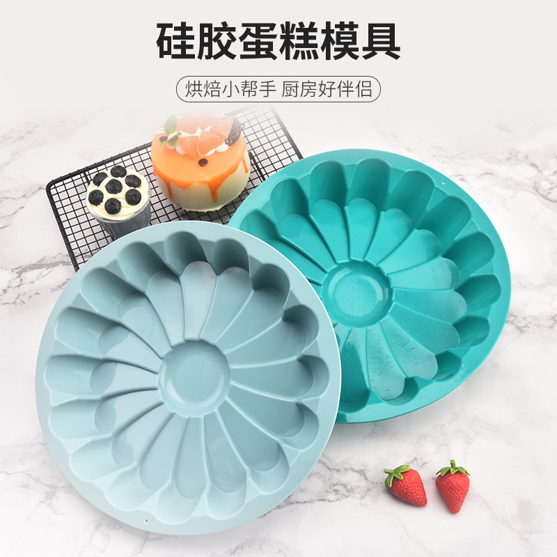 圆形硅胶蛋糕模具吐司烤盘烘焙工具DIY花形蛋糕硅胶模具现货批发