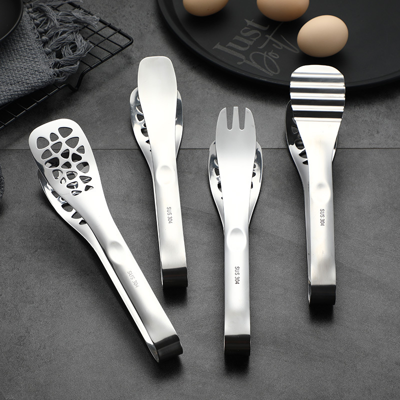 Factory direct supply of 304 stainless steel bread tongs, kitchen food tongs, buffet steak tongs, fried and barbecue tongs Specification image