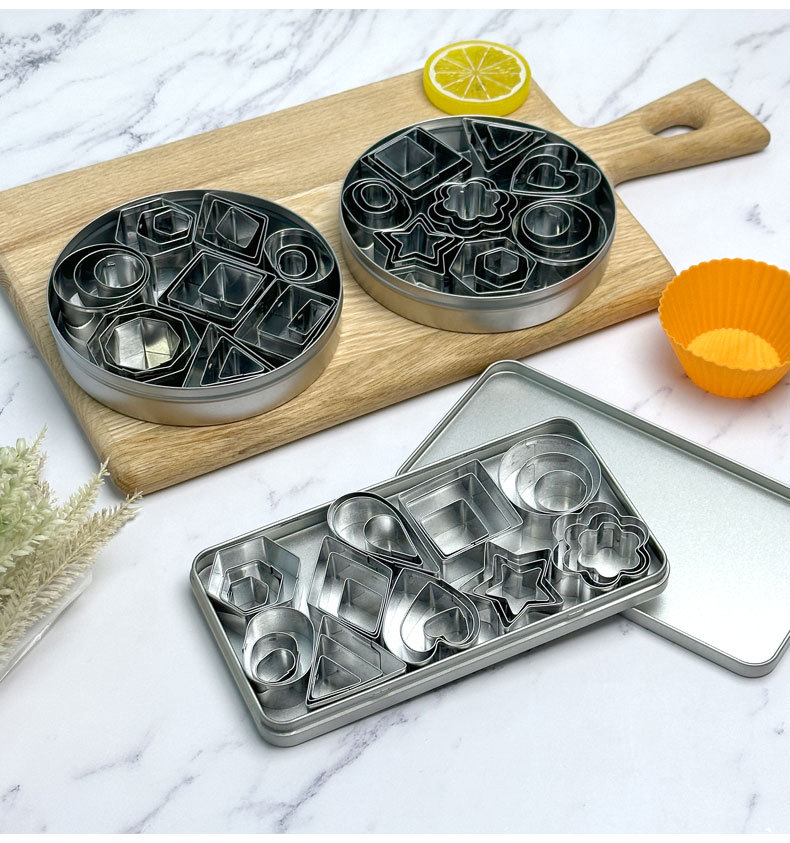 Mini cookie mold cutting set, 30-piece stainless steel five-pointed star cookie mold set, baking round curved mold tool pic 10