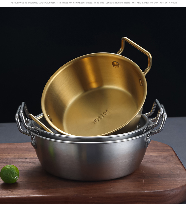 304 stainless steel Korean snack bowl, anti-scald double-ear bowl, small French fries bowl, soup bowl, double-ear large dish salad bowl pic 9