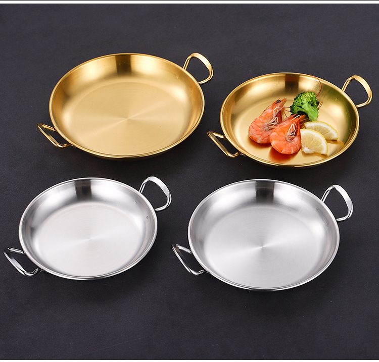 Korean-style stainless steel snack plate, double-ear kimchi plate, cold dish plate, French fries, fried chicken, grilled meat plate, golden pastry plate pic 13