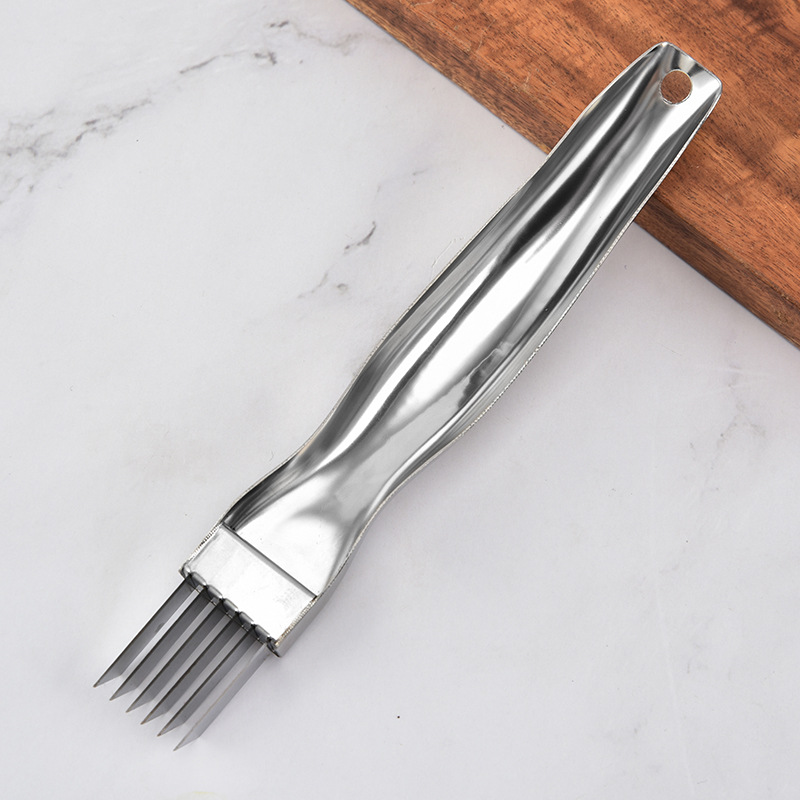 Stainless steel scallion slicer, creative kitchen tool, vegetable scallion grater, stainless steel scallion slicer Application Scenario