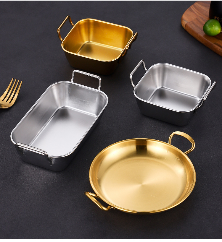 Korean-style stainless steel snack plate, double-ear kimchi plate, cold dish plate, French fries, fried chicken, grilled meat plate, golden pastry plate pic 14