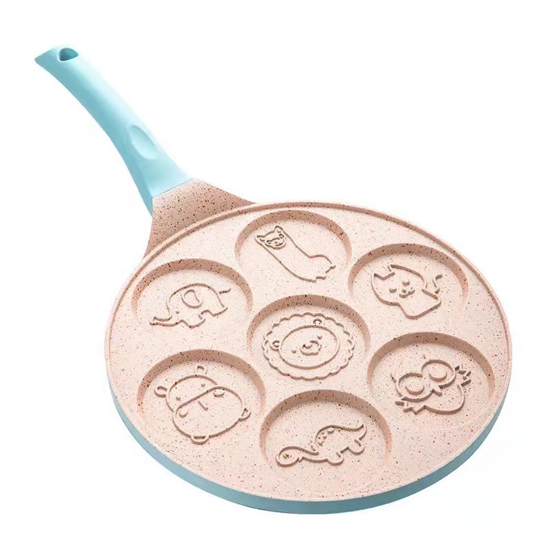 Cross-border seven-hole pancake pan, household cartoon flat pan, breakfast pan, hamburger non-stick pan, frying pan, animal egg frying pan pic 2