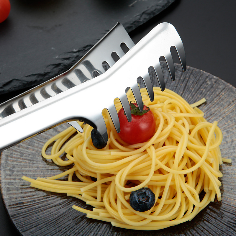 Bread tongs, food tongs, barbecue tongs, pasta tongs, comb tongs, kitchen tools, food tongs, stainless steel tongs, Amazon details Picture