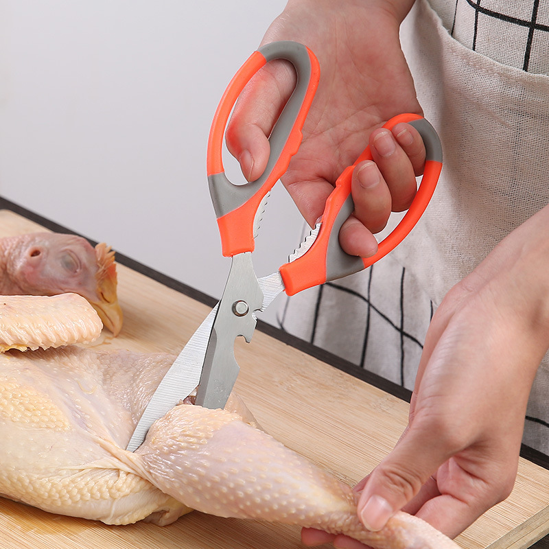 Stainless steel scissors for barbecues, seafood, detachable chicken bones, and multi-functional kitchen food and vegetable scissors when going out details Picture