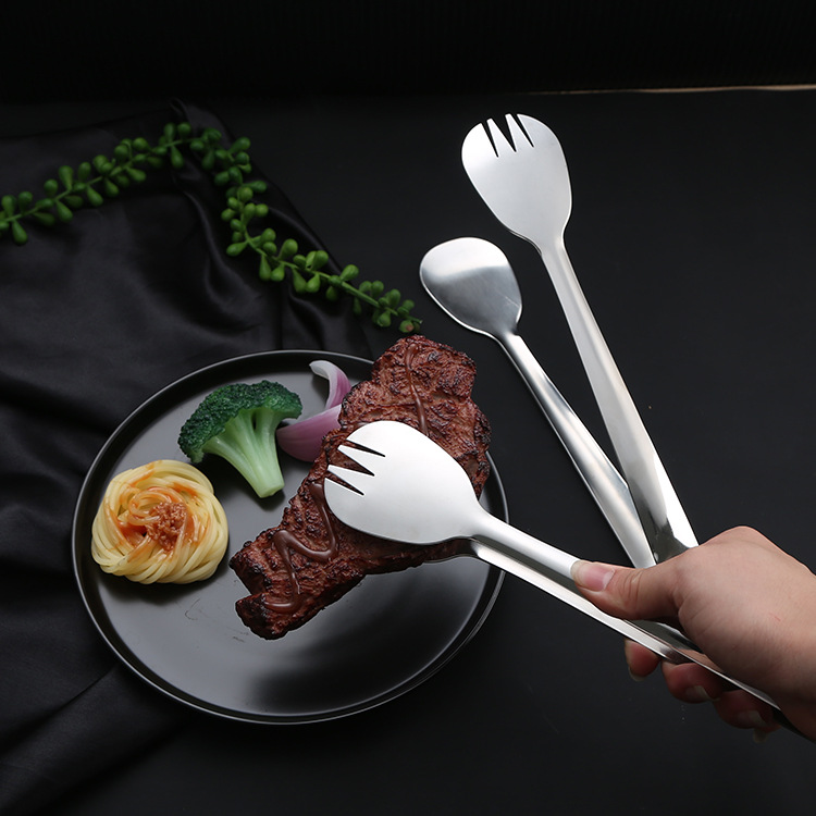 Stainless steel food tongs, thickened bread tongs, hotel steak tongs, buffet barbecue meat, anti-scald, factory direct sales and wholesale Specification image