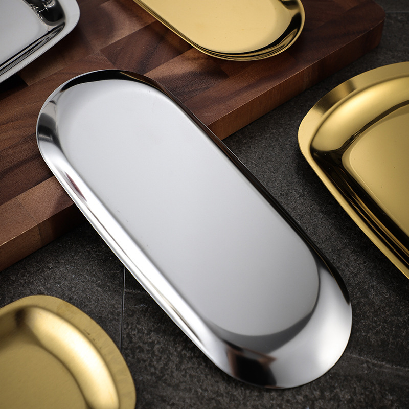 Stainless steel square plates, barbecue plates, Japanese and Korean flat plates, vegetable plates, vegetarian inventory plates, heart plates, golden towel plates, jewelry trays