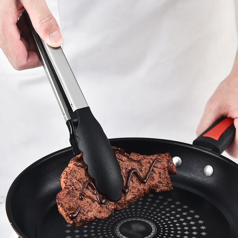 11-inch food tongs, household nylon food tongs, baking BBQ barbecue tongs, buffet steak tongs, 12-inch bread tongs Specification image