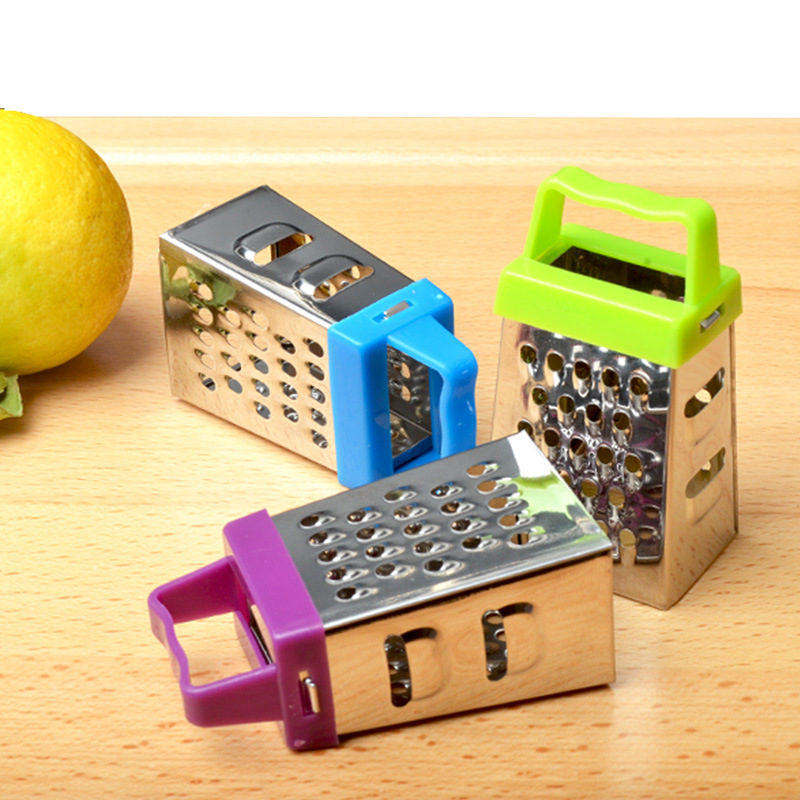 Mini cheese grater, four-sided grater, stainless steel grater, multi-functional vegetable cutter, kitchen gadgets, lemon grater