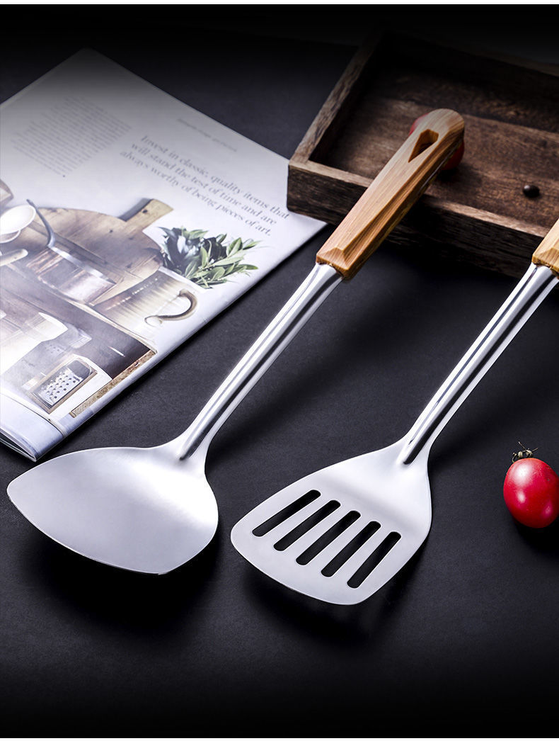 A complete set of anti-scald kitchen spatulas, household stainless steel 5-piece set, spatulas, cooking spoons and spatulas, daily necessities and kitchen tools pic 14