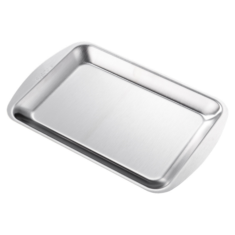 304 thickened stainless steel rectangular plate, sushi plate, frosted flat plate, tray storage plate, Korean barbecue plate Application Scenario