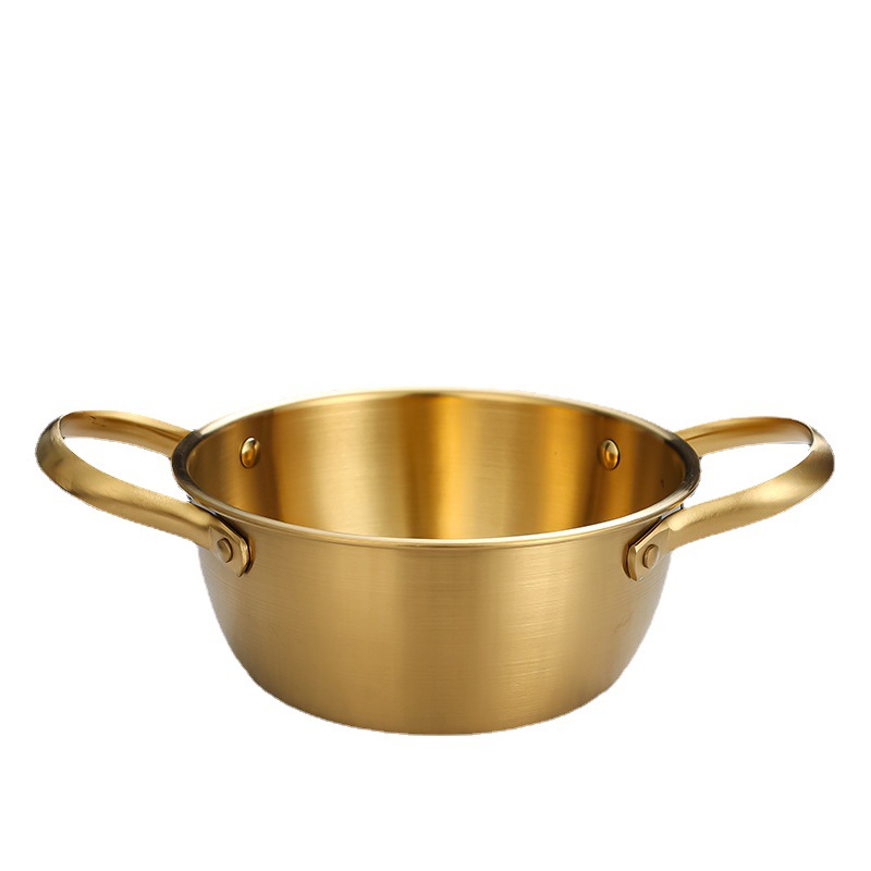 Wholesale Korean-style stainless steel bowls, creative mixed rice and vegetable bowls, round double-eared bowls, instant noodle and seafood soup bowls from the manufacturer Application Scenario