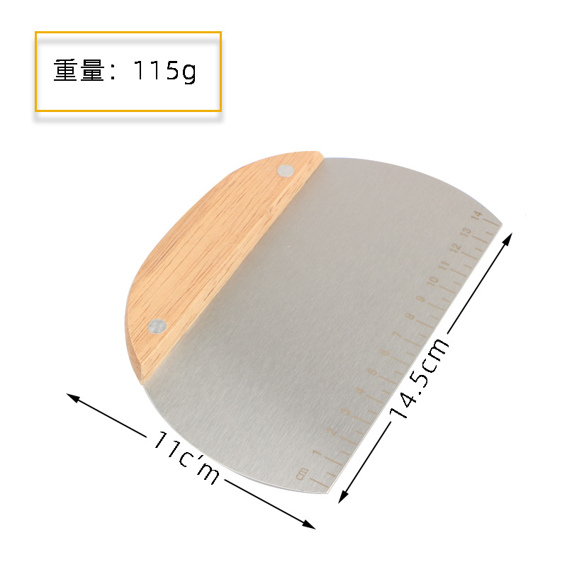 面团切不锈钢肠粉刮刀带刻度木柄切刀刮板切面刀烘焙工具面粉切