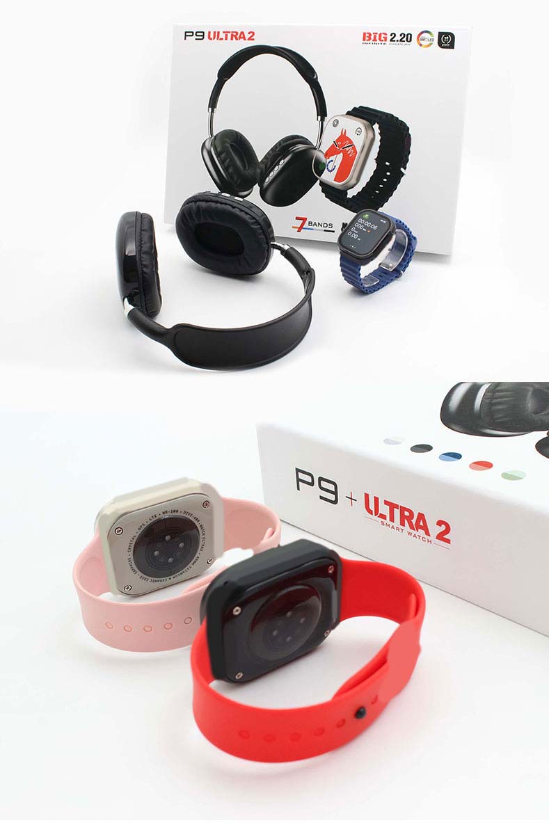 外贸跨境P9 ultra 2 P9智能手表蓝牙耳麦套装7in1睡眠监测压耳机Watch详情3