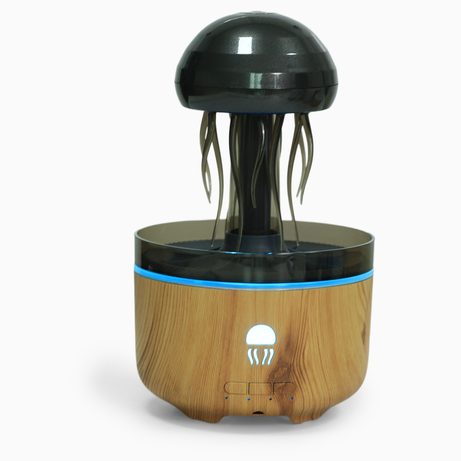超声波雾化蘑菇香薰机深浅木纹喷雾仿水母旋转下雨氛围彩灯加湿器香熏机详情5
