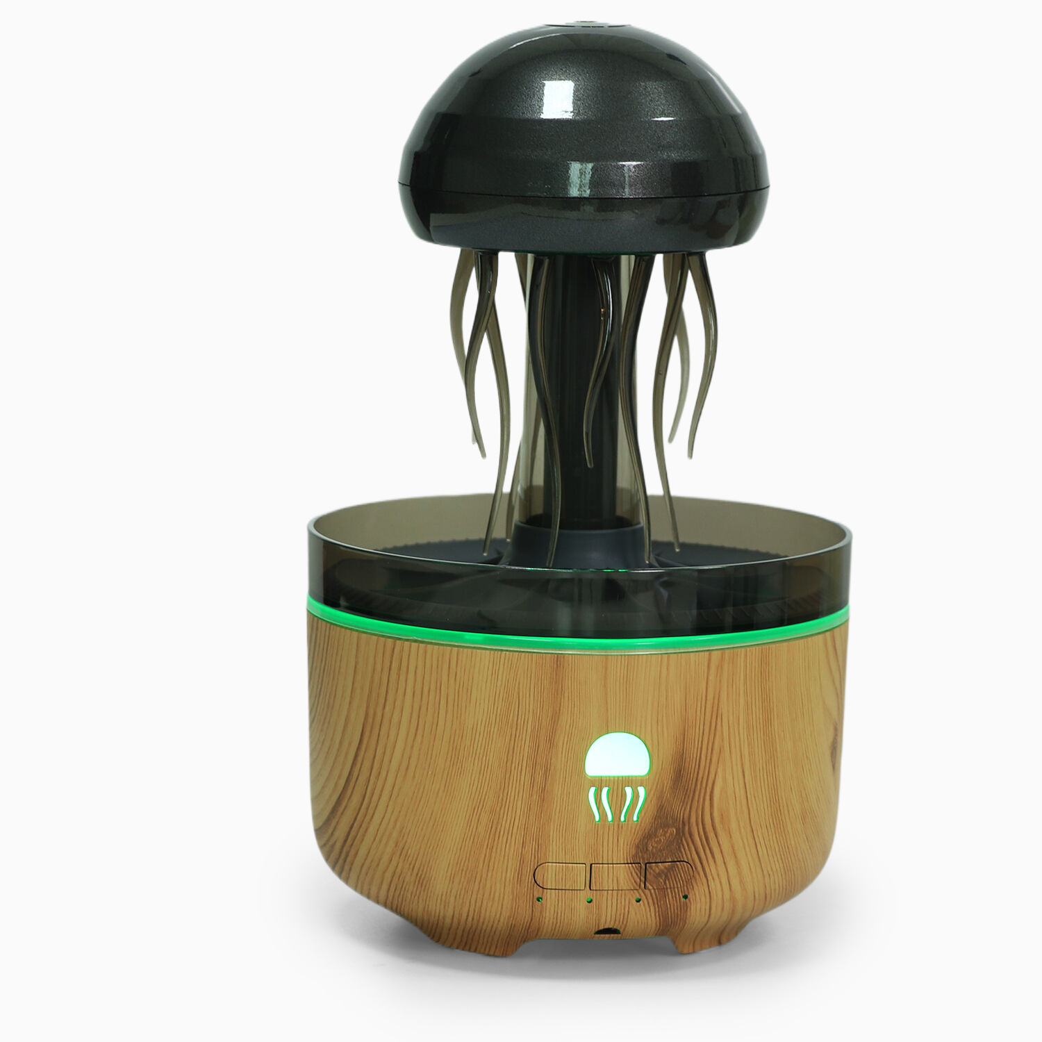 超声波雾化蘑菇香薰机深浅木纹喷雾仿水母旋转下雨氛围彩灯加湿器香熏机详情4