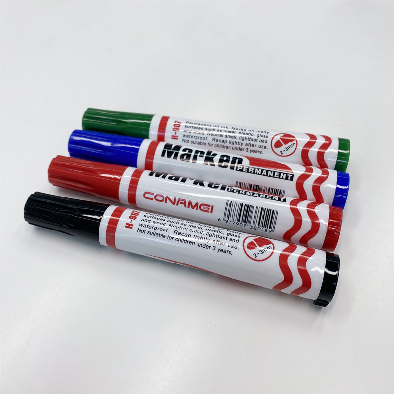 Wholesale of 12 large-capacity office writing markers in a box, available in black, blue, red and green, with smooth and waterproof markings Item Picture