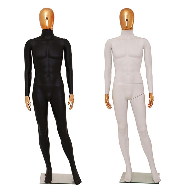 Plástico modelo masculino pintura de cuerpo completo matt eléctrico chapado en oro cabeza manos de oro ventana de lujo modelo falso tienda de ropa mostrar props pic 1