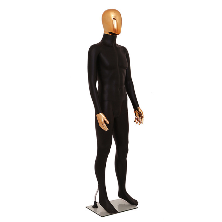 Plástico modelo masculino pintura de cuerpo completo matt eléctrico chapado en oro cabeza manos de oro ventana de lujo modelo falso tienda de ropa mostrar props pic 3