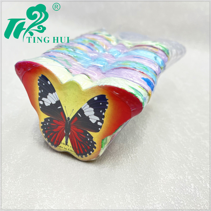 蝴蝶型针织压缩毛巾外贸专供卡通  加厚加大旅行神器洗脸巾便携详情5