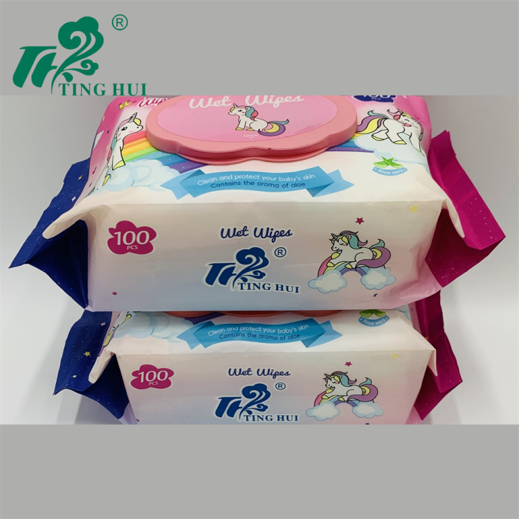 婴儿湿巾无纺布清洁湿巾湿纸巾外贸100抽婴儿湿巾加厚加大湿巾纸