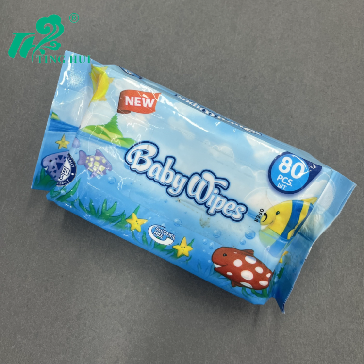 庭惠湿巾80抽外贸湿巾纸大包装湿巾实惠婴儿卡通清洁湿纸巾工厂
