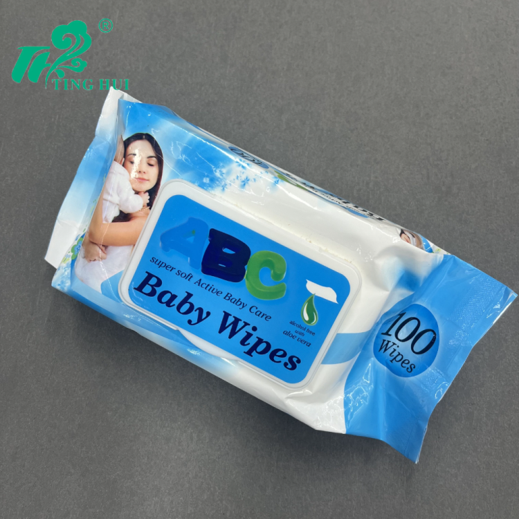 庭惠湿巾100抽外贸带盖湿巾纸大包装湿巾婴儿卡通清洁湿纸巾工厂