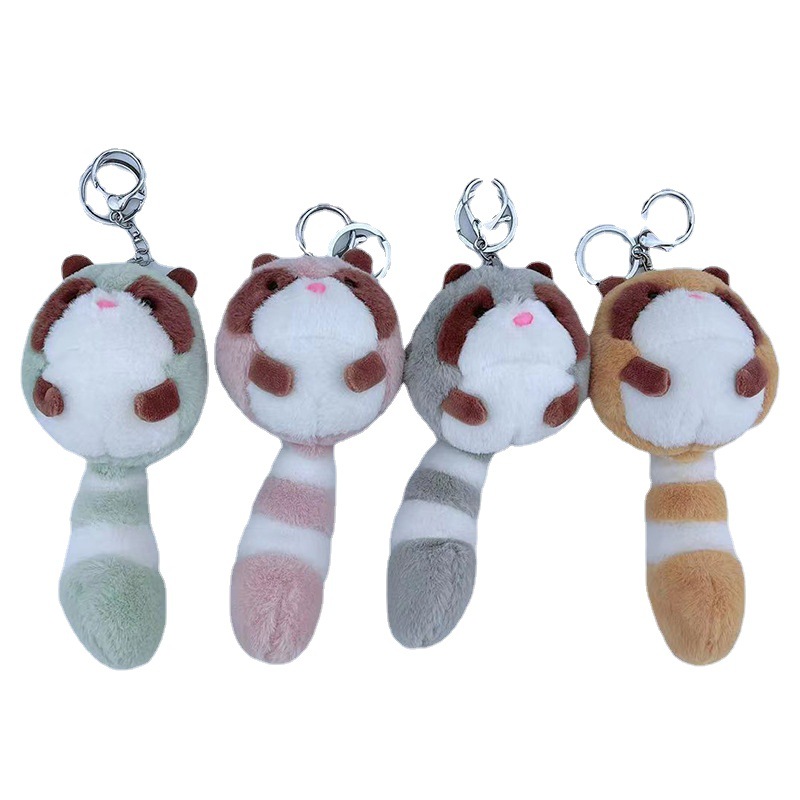 Cross-border plush toys, odd-tailed bear bags, keychains, raccoon pendants, couple key chains, dolls and figurines Application Scenario