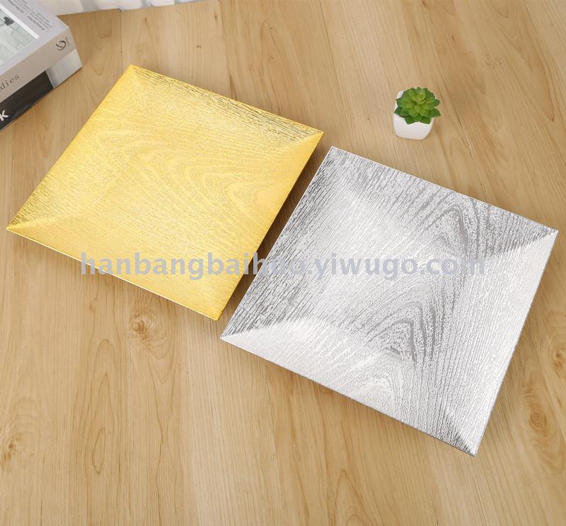 盘子新款工艺盘时尚装饰盘锡箔古典方形盘子