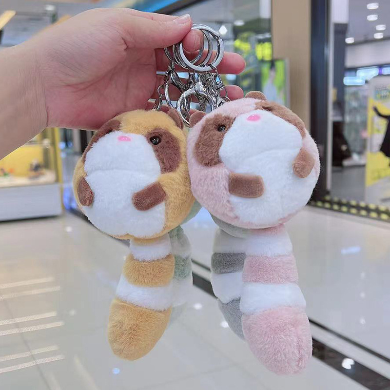 Cross-border plush toys, odd-tailed bear bags, keychains, raccoon pendants, couple key chains, dolls and figurines details Picture