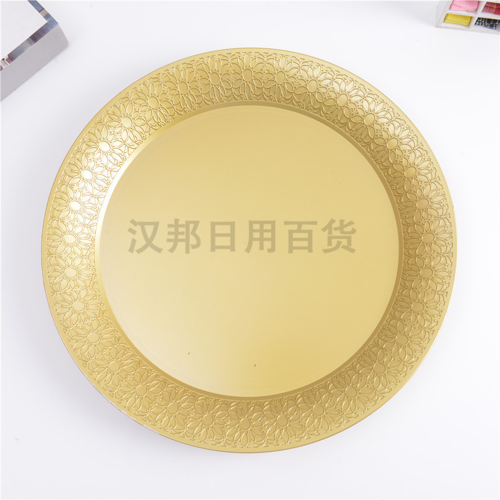 北欧轻奢西餐餐具套装家用欧式摆盘宴会装饰餐盘金色圆形菜盘