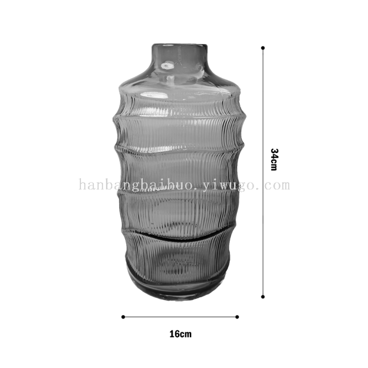 一件代发现代简约小口水波纹透明玻璃花瓶客厅螺旋装饰花瓶现货